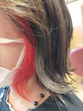 髪質改善インナーカラーくびれ外ハネボブ韓国バレイヤージュのイメージ画像