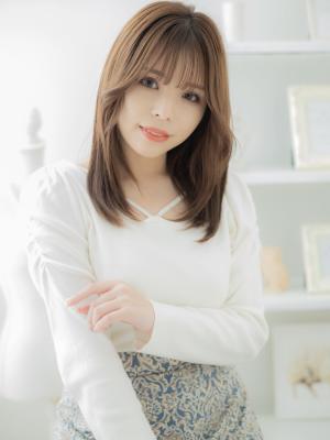 シースルーバング韓国風小顔エアストレート　ことりベージュ