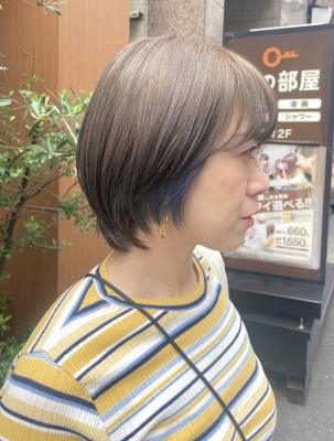ショート　インナーカラー　ブルー【横浜】