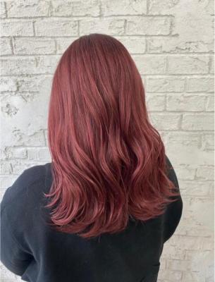 カシスレッド暖色カラー赤髪ボルドー韓国風