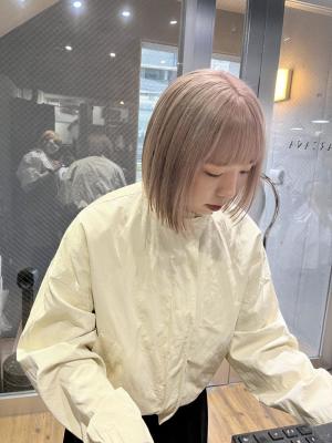 大人可愛いチョコレートモードプリカール外はねボブハイライト