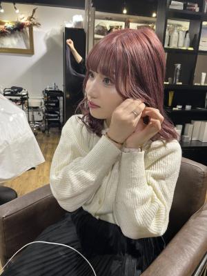 大人可愛いチョコレートモードプリカール外はねボブハイライト