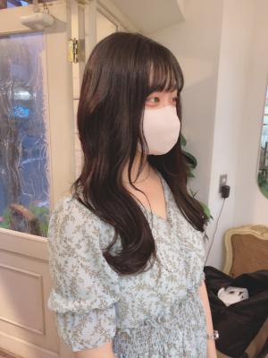 就活対応色落ちしない黒髪戻し韓国風ヨシンモリロングヘア