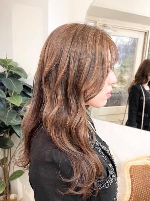 オルチャンヨシンモリ巻きシースルー前髪韓国っぽミルクティー