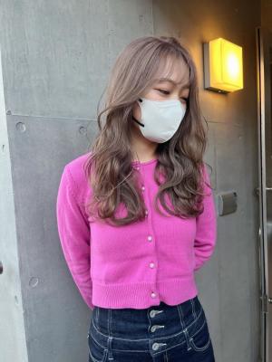 斜めバンググレージュカラー デザインカラー シルキーベージュ