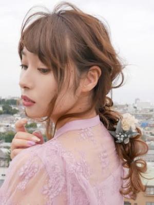 三軒茶屋_レディース_ロング_ヘアアレンジ_セット_ブラウン