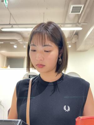 切りっぱなしボブ × 縮毛矯正