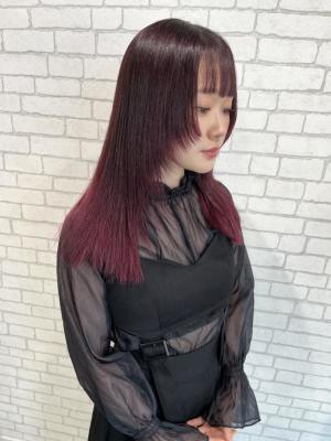 miu&橋本愛海　レイヤーカット&ボルドーカラー