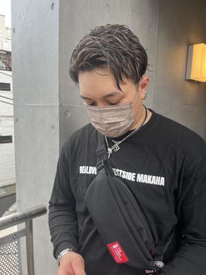 斜めバンググレージュカラー デザインカラー シルキーベージュ