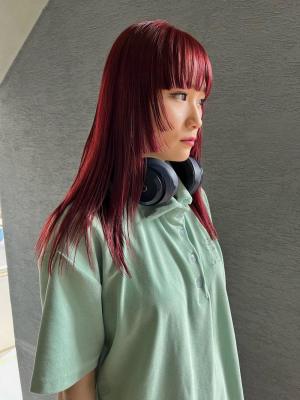 斜めバンググレージュカラーデザインカラー　シルキーベージュ　