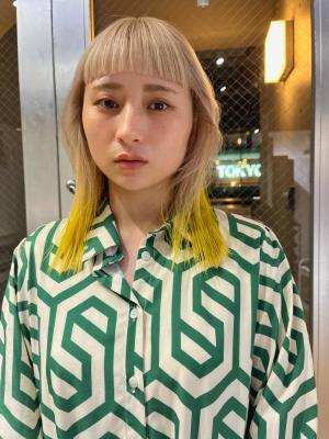 斜めバンググレージュカラーデザインカラー　シルキーベージュ　