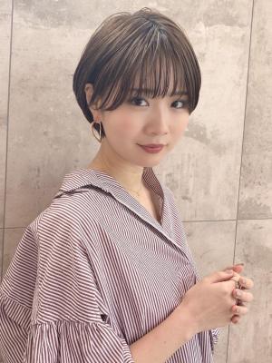 20代30代40代大人可愛い耳掛けひし形くびれ丸みショート