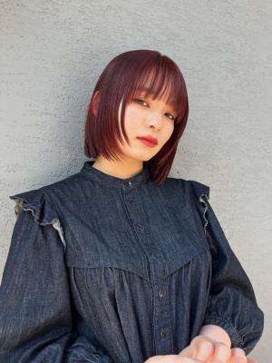 斜めバンググレージュカラーデザインカラー　シルキーベージュ　