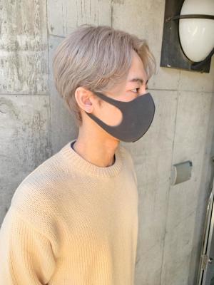束感ショート　波巻き　ハイライト マッシュパーマ