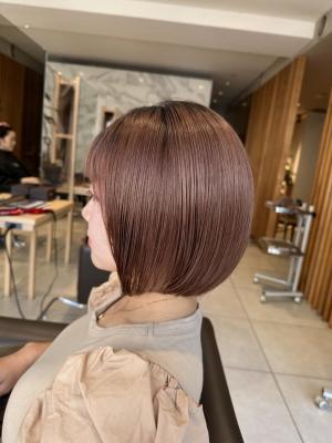 ピンクベージュボブ