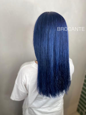 青髪 blue wカラー ケアブリーチ ブリーチオンカラー