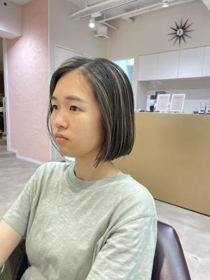 極細ハイライト × ボブ