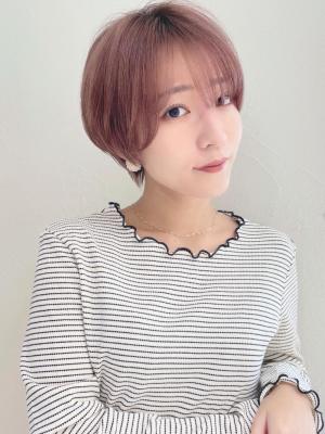 20代30代40代黒髪前下がりショートボブ丸みショート
