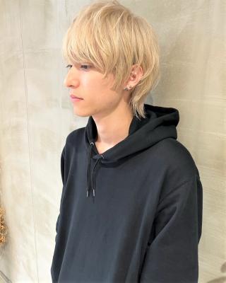 メンズ　ウルフ　ホワイト　マッシュ