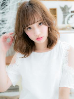 くせ毛風ココアブラウン斜めバング抜け感ロブ ニュアンスカラー くせ毛風ココアブラウン斜めバング抜け感ロブ ニュアンスカラー