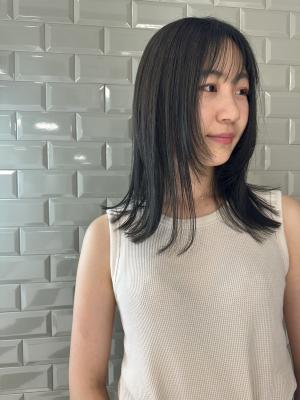 レイヤースタイル/韓国/フェイスレイヤー/髪質改善カラー