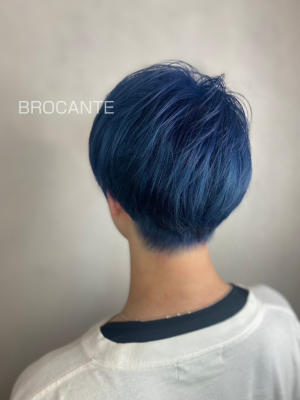 メンズカット 青髪 wカラー blue ケアブリーチ 韓国