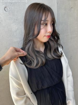 前髪　マルチボブ　ピンクベージュ　インナーグレージュ　ウルフ