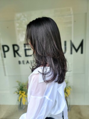 ロングレイヤーカット×艶カラー