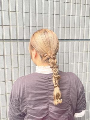 結婚式お呼ばれヘア　横浜ヘアアレンジ　編み下ろしアレンジ