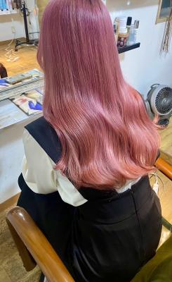 long hair × ペールピンク