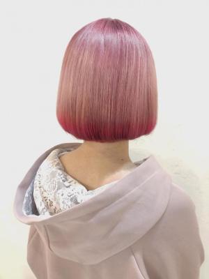 くすみピンク×裾ピンク