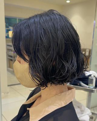 黒髪ボブパーマ 黒髪ボブパーマのイメージ画像