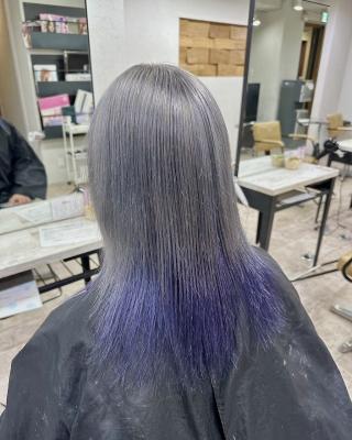 シルバーブルーグラデーションレイヤーロング所沢