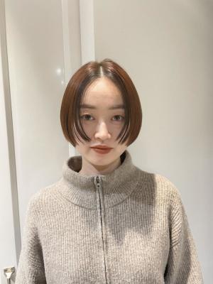 黒髪グレーベージュレイヤーロング前髪パーマ アッシュブラック