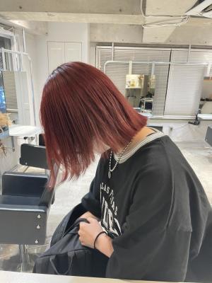 黒髪グレーベージュレイヤーロング前髪パーマ アッシュブラック
