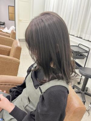 黒髪/グレーベージュ/レイヤーロング/前髪パーマ/仙台のイメージ画像