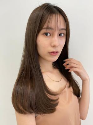 シースルーバング 艶感 ストレート ブラウンカラー 透明感 シースルーバング 艶感 ストレート ブラウンカラー 透明感のイメージ画像