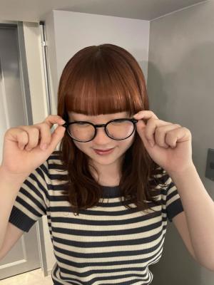 フルバングレッドブラウン似合わせカットカルマパーマ