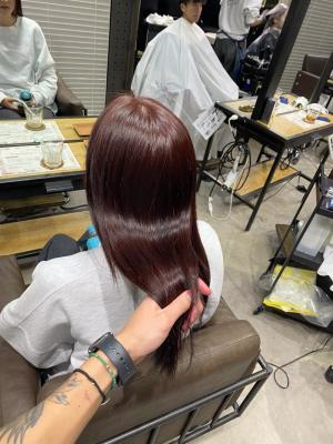 フルバング ブラウン 似合わせカット カルマパーマ