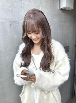 切りっぱなしボブ エアリーロング 美髪 ピンクブラウン