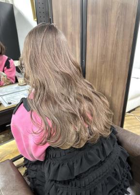 切りっぱなしボブ エアリーロング 美髪 ピンクブラウン
