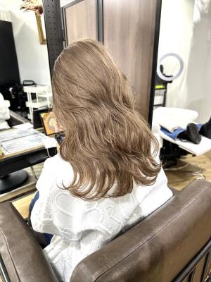 切りっぱなしボブ エアリーロング 美髪 ピンクブラウン