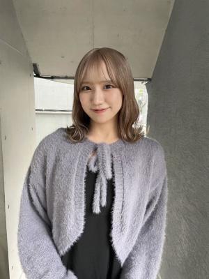 切りっぱなしボブ エアリーロング 美髪ピンクブラウン
