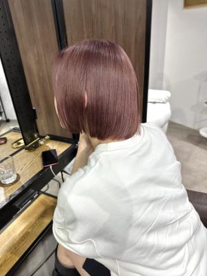 切りっぱなしボブ エアリーロング 美髪 ピンクブラウン