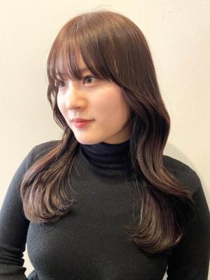 韓国ヘア　くびれヘア　顔周りカット　艶感　グレージュカラー
