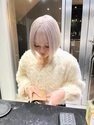 切りっぱなしボブ エアリーロング 美髪 ピンクブラウン