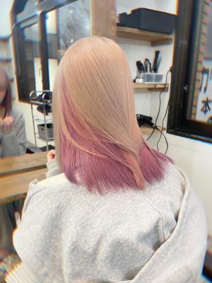 丸型卵形韓国ハイトーンさくらピンクケアブリーチ美髪立川のイメージ画像