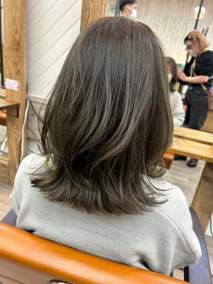 髪質改善ツヤ髪オリーブグレージュカラー渋谷