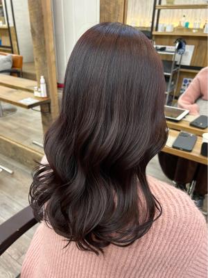 丸型卵形レイヤーカットエアリーロング美髪ピンクブラウン渋谷のイメージ画像