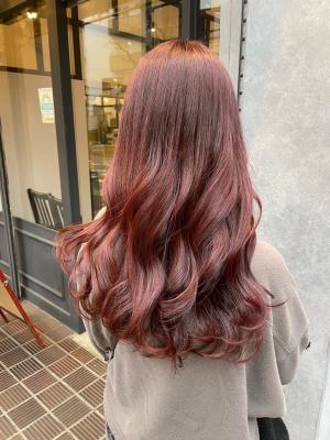 丸型卵形レイヤーエアリーロング美髪ピンクブラウンベージュ立川のイメージ画像